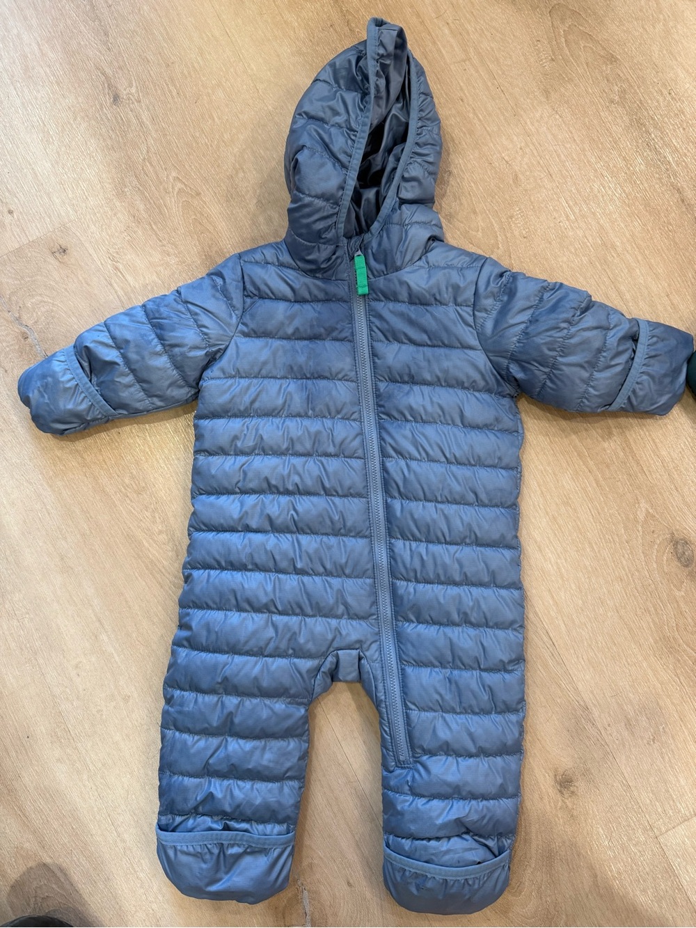 Primary Blue Quilted Hooded Baby One-Piece Footie